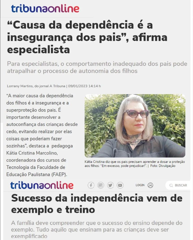 Coordenadora de T.I da FAEP fala sobre independência dos filhos no Jornal Tribuna Online